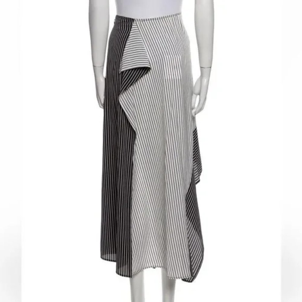 New Robert Rodriguez asymmetric stripe crepe contrast panel high rise midi skirt - Picture 13 of 14
